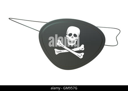 In pelle nera occhio pirata patch, 3D rendering isolati su sfondo bianco Foto Stock