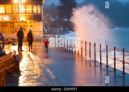 Saundersfoot Storm Foto Stock