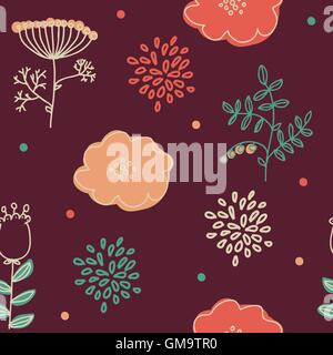 Eleganza Seamless pattern con fiori Illustrazione Vettoriale