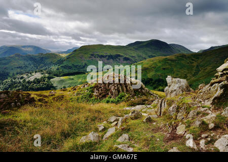 La luce del sole sul Lake District Fells Foto Stock