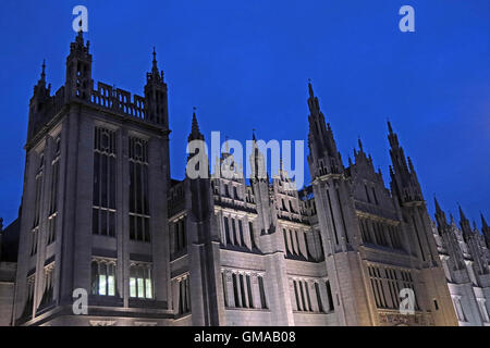 Collegio Marischal edificio in granito, Aberdeen City Council HQ, al tramonto, Broad Street, Aberdeen AB10 1AB Foto Stock