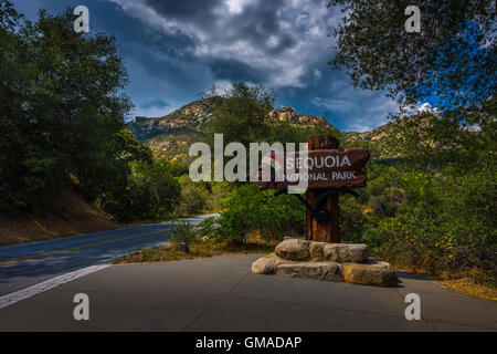 Parco Nazionale di Sequoia generali ingresso autostrada Monte Ceneri Foto Stock