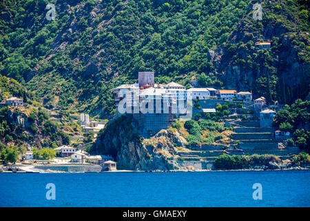 Dionissiou monastero, Penisola di Athos, Monte Athos, Calcidica, Grecia Foto Stock