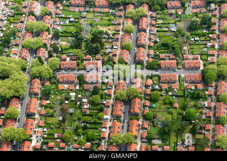 Vista aerea, colony Stemmer Berg, villaggio minerario, buona strada strada in mattoni, alloggiamento station wagon, Sterkrade, vista aerea di Oberhausen, Foto Stock