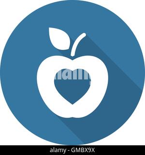 Mangiare sano e la relativa icona. Design piatto. Illustrazione Vettoriale