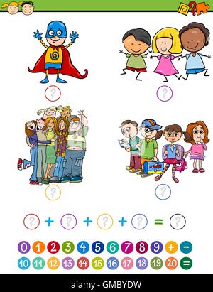Math game cartoon illustrazione Illustrazione Vettoriale