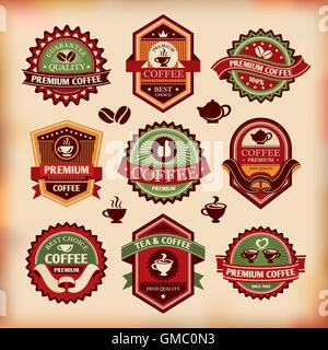 Set di vector vintage etichette di caffè Illustrazione Vettoriale