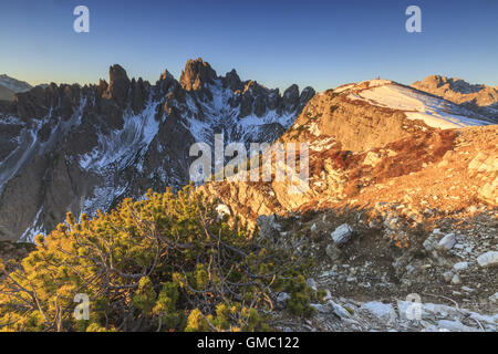 Le luci del telaio sunrise le tre cime di lavaredo dolomiti Auronzo di Cadore veneto provincia di Belluno Italia Europa Foto Stock