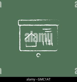 La presentazione sullo schermo del proiettore icona disegnata in gesso. Illustrazione Vettoriale