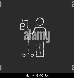 Paziente in piedi con la somministrazione endovenosa di icona contagocce prelevate in gesso. Illustrazione Vettoriale