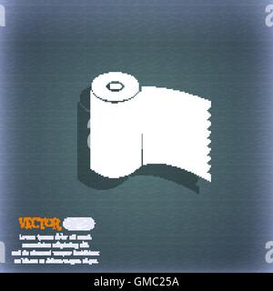 Carta igienica, WC icona bobina segno. Sul blu-verde sfondo astratto con ombra e lo spazio per il tuo testo. Vettore Illustrazione Vettoriale