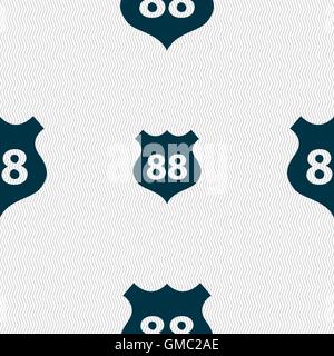 Route 88 autostrada icona segno. Seamless sfondo astratto con forme geometriche. Vettore Illustrazione Vettoriale