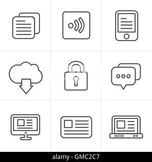 Linea stile Icone Le icone dei siti web impostato, Design Vettoriali Illustrazione Vettoriale