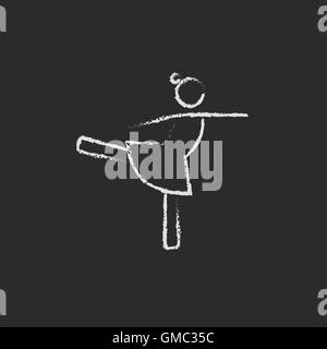 Femmina icona ballerino disegnato in gesso. Illustrazione Vettoriale