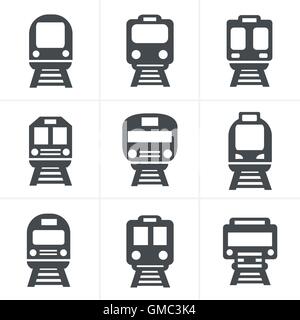 Set di icone di trasporto - treno e tram, illustrazione vettoriale Illustrazione Vettoriale