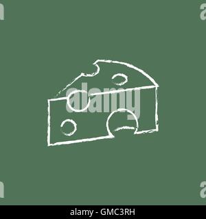 Pezzo di formaggio icona disegnata in gesso. Illustrazione Vettoriale