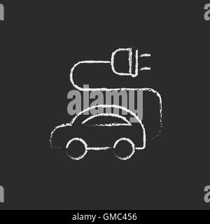 Electric Car Icona disegnata in gesso. Illustrazione Vettoriale