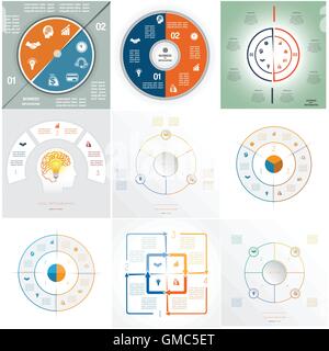 Infografico Business modelli, area di testo su due, tre, quattro posizione , può essere usato per il processo del flusso di lavoro, banner aziendale Illustrazione Vettoriale