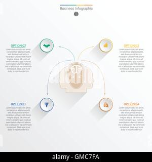 Elemento per il modello di business ed infografico concetto con quattro opzioni, componenti o processi. Illustrazione Vettoriale