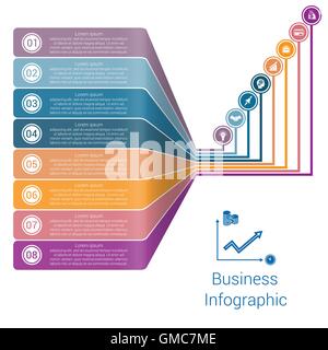 Modello Infografico strisce linee prospettiva posizione otto Illustrazione Vettoriale