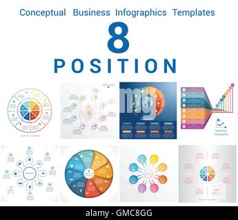 Impostare i modelli vettoriali Infographics Business concettuale processi ciclico per otto posizioni Area di testo Illustrazione Vettoriale