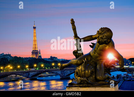 Ponte Alexandre III a Parigi, Francia Foto Stock