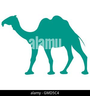 Icona stilizzata di un cammello colorato su sfondo bianco Illustrazione Vettoriale
