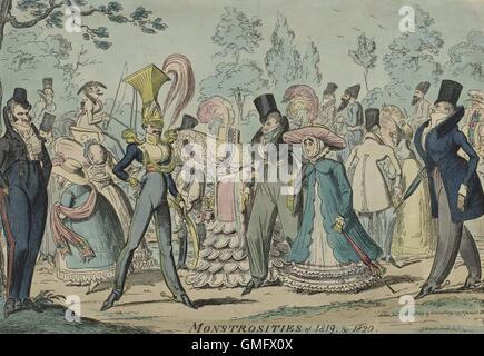 Mostruosità di 1819 & 1820, da George Cruikshank, George Humphrey, 1819, stampa in lingua inglese. La caricatura di tendenze moda (BSLOC 2016 2 120) Foto Stock