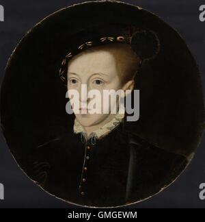 Ritratto di Edward VI (1537-1553), re d'Inghilterra, da anonimo artista, c. 1550, pittura europea, olio su pannello. Edward, che è il solo legittimo figlio di Enrico VIII, fu incoronato all'età di dieci anni il 20 febbraio 1547, dopo la morte di suo padre. Egli dominava accord (BSLOC 2016 6 261) Foto Stock