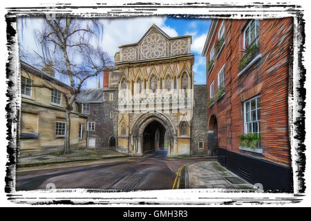 Norwich Cathedral entrata nel centro città di Norwich Foto Stock