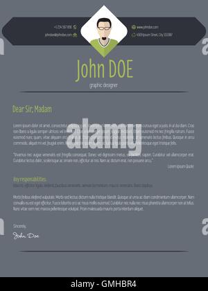 Cool dark cover letter riprendere il modello di curriculum vitae Illustrazione Vettoriale