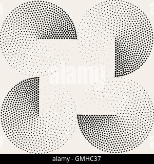 Vector Seamless Black & White Semicerchi puntinismo modello halftone Illustrazione Vettoriale