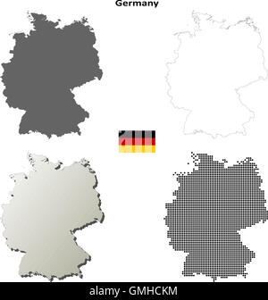 Germania mappa di contorno impostato Illustrazione Vettoriale