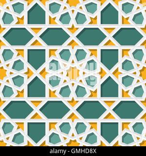 Vettore geometrica perfetta Teal islamico giallo Stella Illustrazione Vettoriale