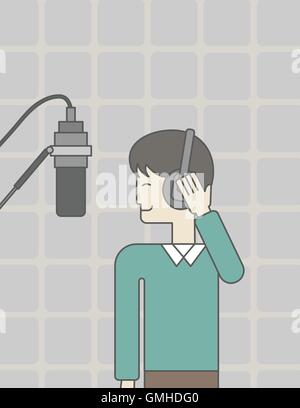 Il cantante in studio. Illustrazione Vettoriale