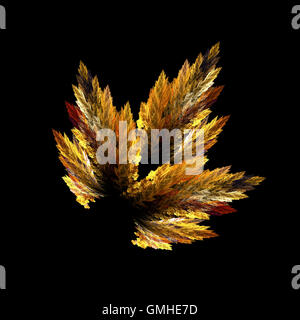 Astrazione frattale, Autumn Leaf su sfondo nero Foto Stock