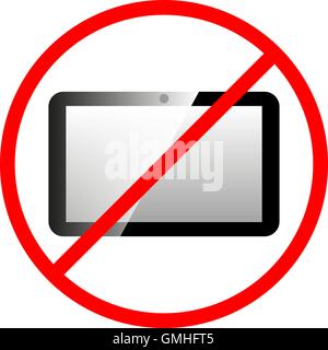 Divieto di icona computer tablet. Illustrazione Vettoriale