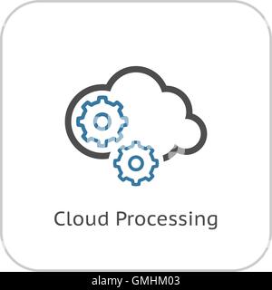 Il Cloud Icona di elaborazione. Design piatto. Illustrazione Vettoriale