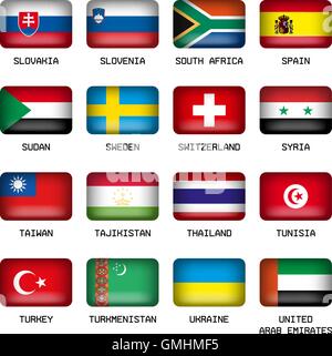 Imposta rettangolo del mondo Top Membri Bandiere Illustrazione Vettoriale