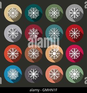 Icone di fiocchi di neve, illustrazione vettoriale. Illustrazione Vettoriale