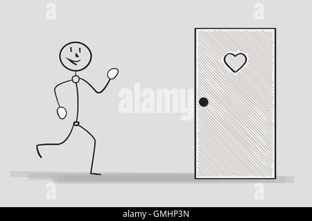 Uomo che corre e porta con cuore Illustrazione Vettoriale