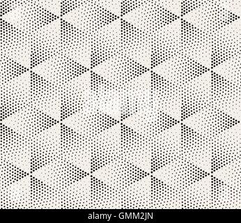 Vector Seamless in bianco e nero Dot puntinismo rombo geometrico modello cubo Illustrazione Vettoriale