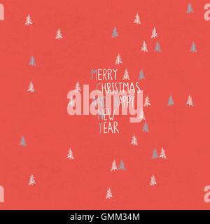 Merry Christmas Card disegnati a mano. Illustrazione Vettoriale