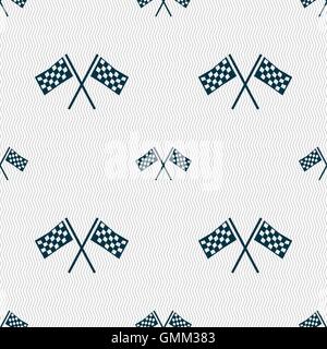 Gara bandiera icona Finitura segno. Seamless sfondo astratto con forme geometriche. Vettore Illustrazione Vettoriale