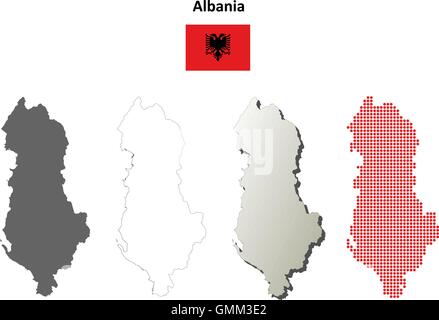 Albania mappa di contorno impostato Illustrazione Vettoriale