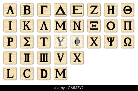 Alfabeto di legno lettere Illustrazione Vettoriale