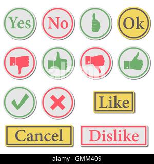 Set di pulsanti, illustrazione vettoriale. Illustrazione Vettoriale