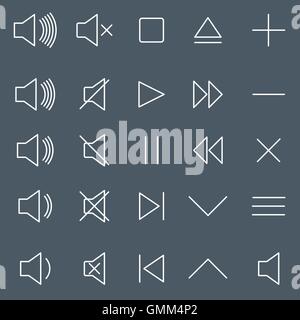 La linea media icone, illustrazione vettoriale. Illustrazione Vettoriale