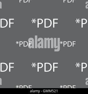 File PDF icona documento. Download pdf pulsante. Estensione file PDF simbolo. Seamless pattern su uno sfondo grigio. Vettore Illustrazione Vettoriale