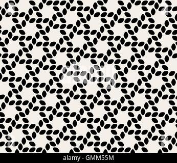 Vector Seamless Black & White ellisse esagonale corda arrotondati modello di linee Illustrazione Vettoriale